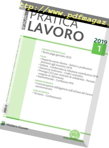 Pratica Lavoro – Gennaio 2019 Cover