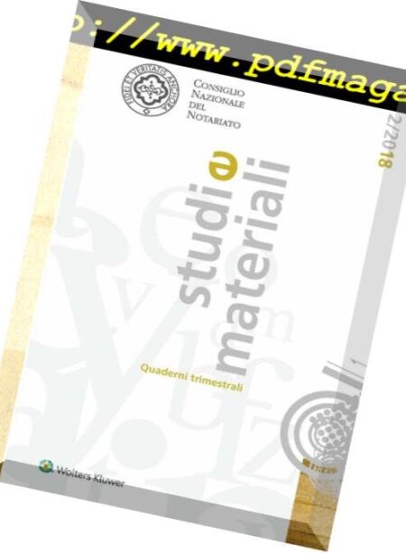 Studi e Materiali – Novembre 2018 Cover