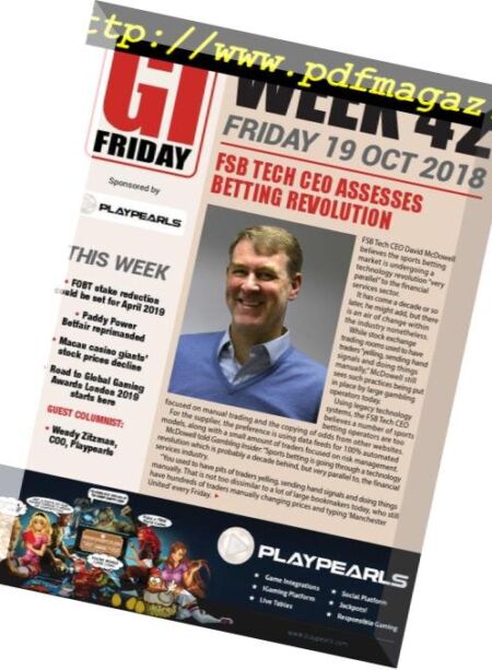 The Gambling Insider Friday – 18 October 2018 Cover