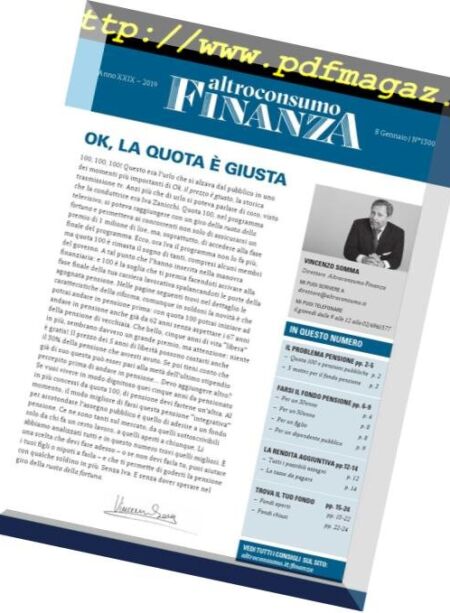 Altroconsumo Finanza – 8 Gennaio 2019 Cover