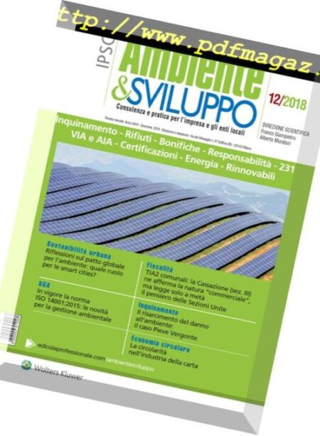 Ambiente & sviluppo – Dicembre 2018 Cover