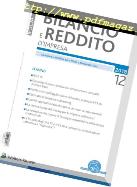 Bilancio e reddito d’impresa – Dicembre 2018 Cover