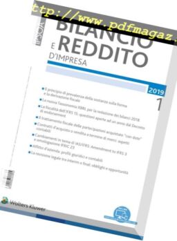 Bilancio e reddito d’impresa – Gennaio 2019