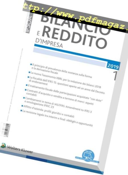 Bilancio e reddito d’impresa – Gennaio 2019 Cover