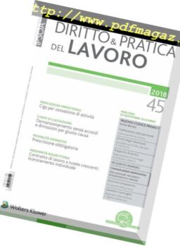 Diritto e Pratica del Lavoro – 24 Novembre 2018