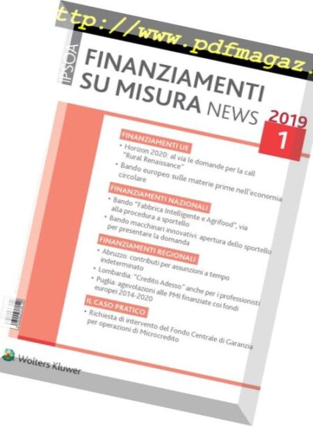 Finanziamenti su misura news – Gennaio 2019 Cover
