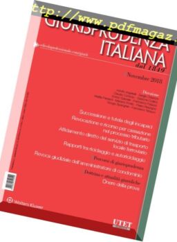 Giurisprudenza Italiana – Novembre 2018