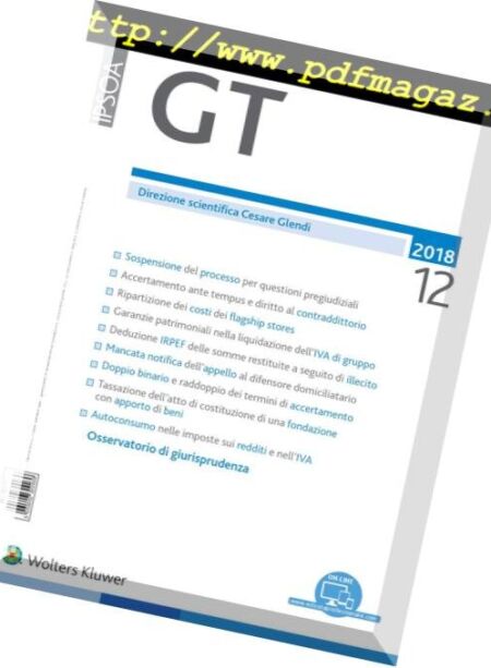 GT Rivista di Giurisprudenza Tributaria – Dicembre 2018 Cover