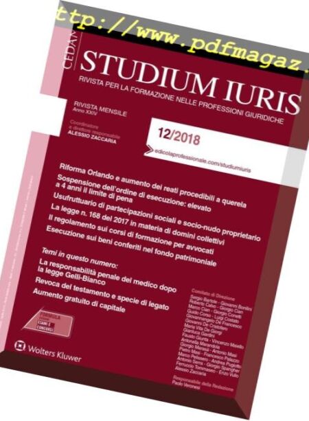 Studium Iuris – Dicembre 2018 Cover