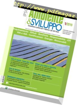 Ambiente & sviluppo – Gennaio 2019