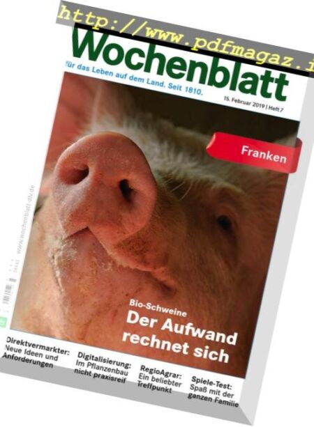 Bayerisches Landwirtschaftliches Wochenblatt Franken – 14 Februar 2019 Cover