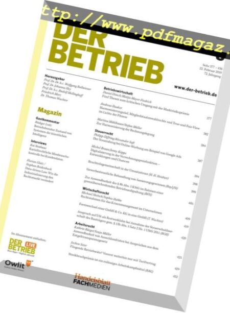 Der Betrieb – 22 Februar 2019 Cover