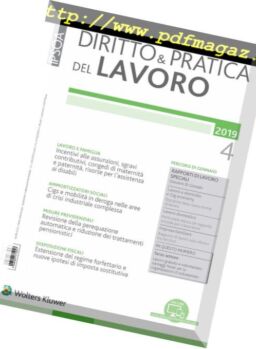 Diritto e Pratica del Lavoro – 26 Gennaio 2019
