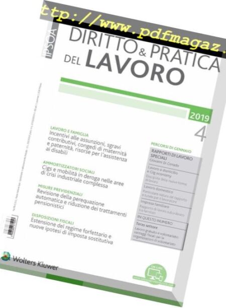 Diritto e Pratica del Lavoro – 26 Gennaio 2019 Cover