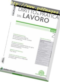 Diritto e Pratica del Lavoro – Febbraio 2019