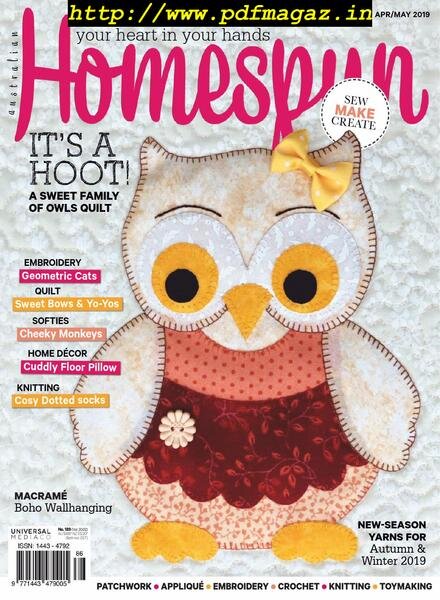Australian Homespun – April 2019 Cover