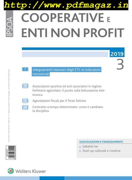 Cooperative e enti non profit – Marzo 2019 Cover