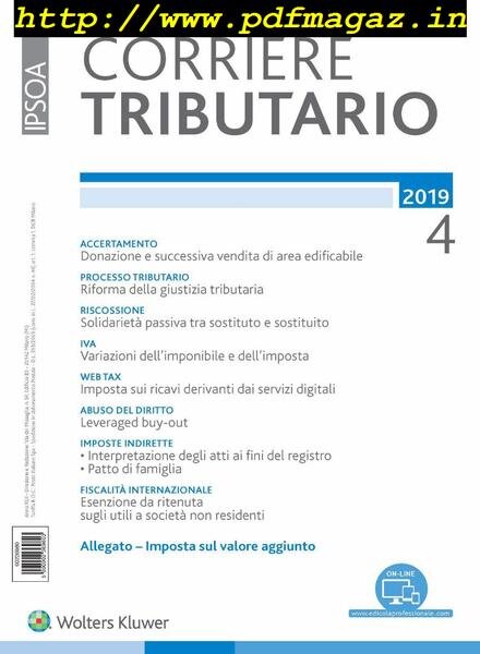 Corriere Tributario – Aprile 2019 Cover
