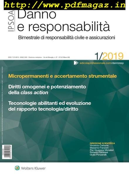 Danno e Responsabilita – Gennaio 2019 Cover