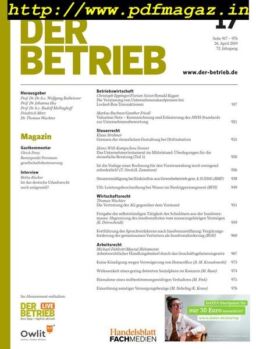 Der Betrieb – 26 April 2019
