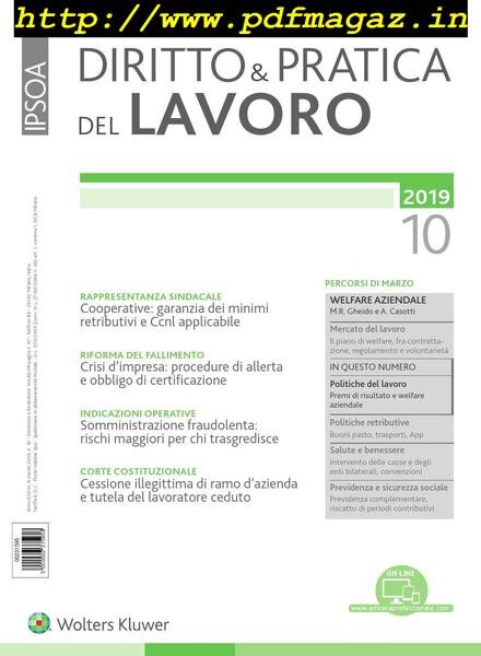 Diritto e Pratica del Lavoro – 9 Marzo 2019 Cover