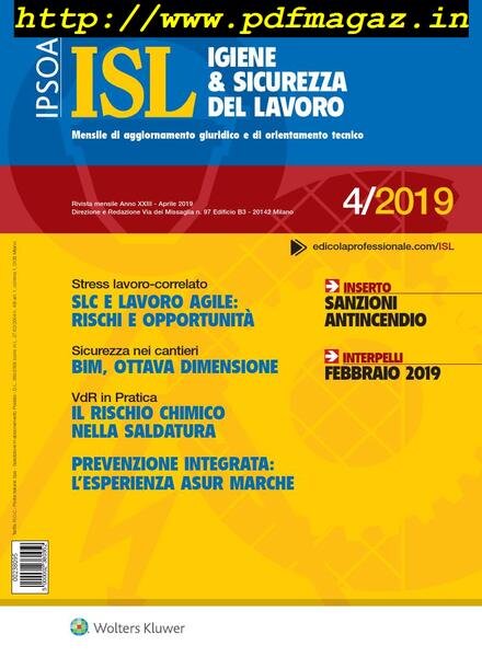 Igiene & Sicurezza del Lavoro – Aprile 2019 Cover