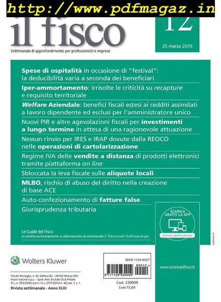 il fisco – 25 Marzo 2019 Cover