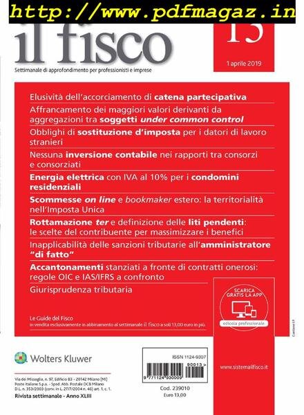 il fisco N13 – 1 Aprile Gennaio 2019 Cover