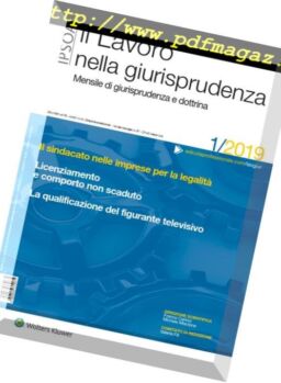 Il lavoro nella giurisprudenza – Gennaio 2019