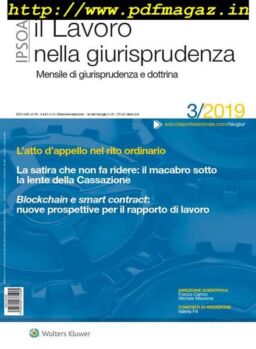 Il lavoro nella giurisprudenza – Marzo 2019