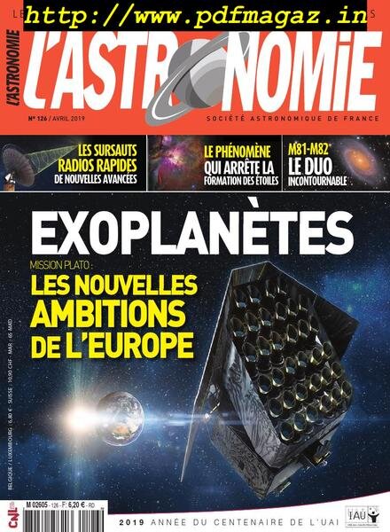 L’Astronomie – avril 2019 Cover