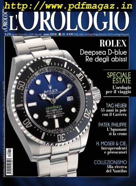 l’Orologio – Agosto-Settembre 2018 Cover
