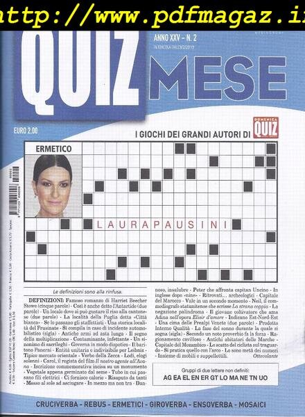 Quiz Mese – Febbraio 2019 Cover