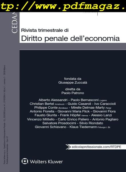Rivista Trimestrale di Diritto Penale dell’Economia – Novembre-Dicembre 2018 Cover