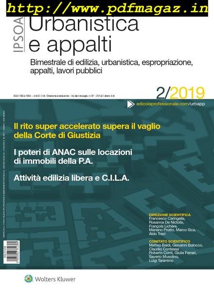 Urbanistica e appalti – Febbraio 2019 Cover