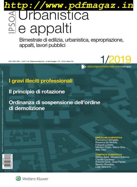 Urbanistica e appalti – Gennaio 2019 Cover