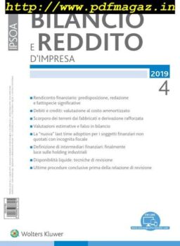 Bilancio e reddito d’impresa – Aprile 2019