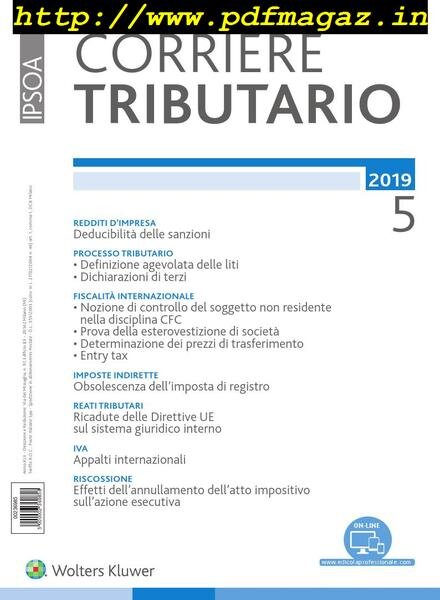 Corriere Tributario – Maggio 2019 Cover