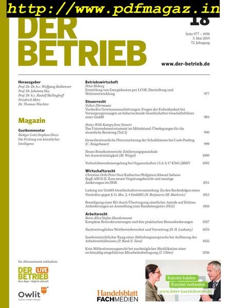 Der Betrieb – 03 Mai 2019 Cover
