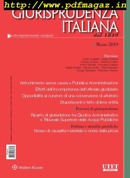 Giurisprudenza Italiana – Marzo 2019 Cover