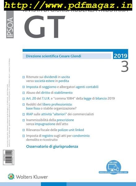 GT Rivista di Giurisprudenza Tributaria – Marzo 2019 Cover