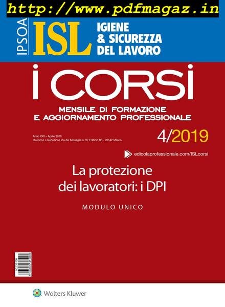 Igiene & Sicurezza del Lavoro Corsi – Aprile 2019 Cover