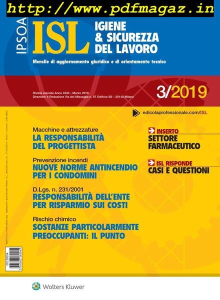 Igiene & Sicurezza del Lavoro – Marzo 2019 Cover