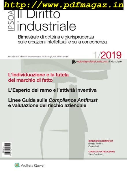Il Diritto Industriale – Gennaio 2019 Cover