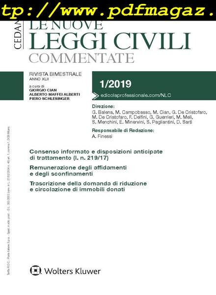 Le Nuove Leggi Civili Commentate – Gennaio-Febbraio 2019 Cover