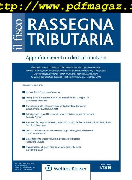 Rassegna Tributaria – Gennaio 2019 Cover