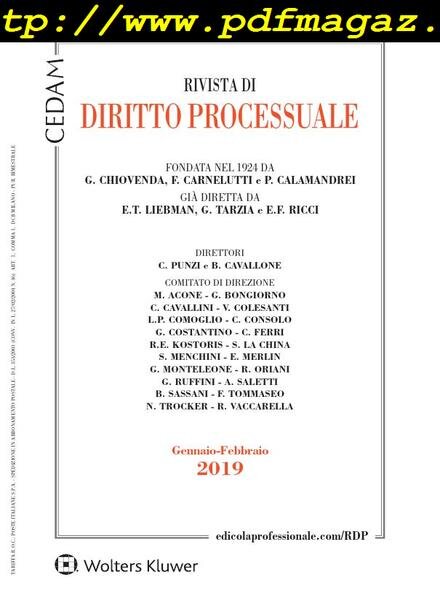 Rivista di Diritto Processuale – Gennaio-Febbraio 2019 Cover