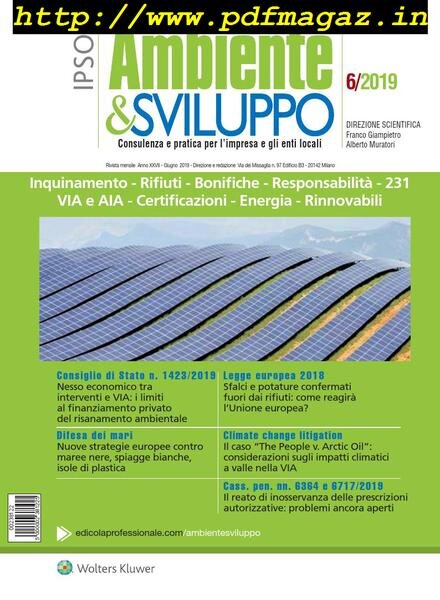 Ambiente & sviluppo – Giugno 2019 Cover