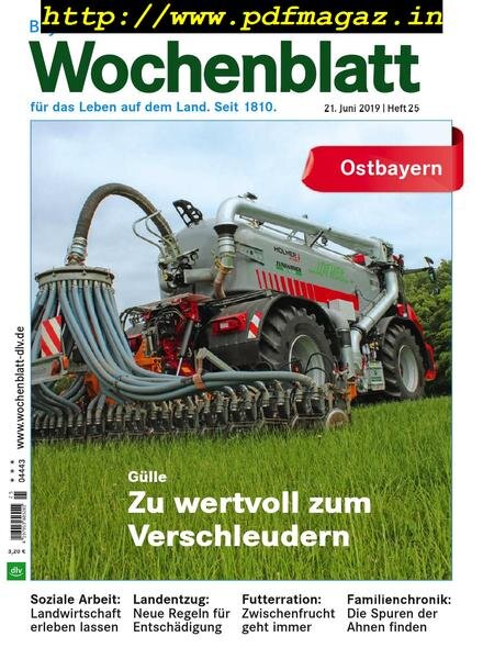 Bayerisches Landwirtschaftliches Wochenblatt Ostbayern – 19 Juni 2019 Cover