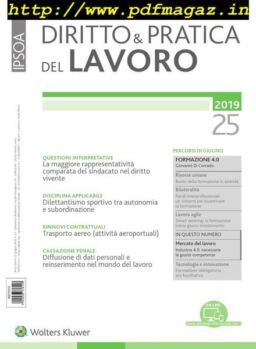 Diritto e Pratica del Lavoro – 22 Giugno 2019